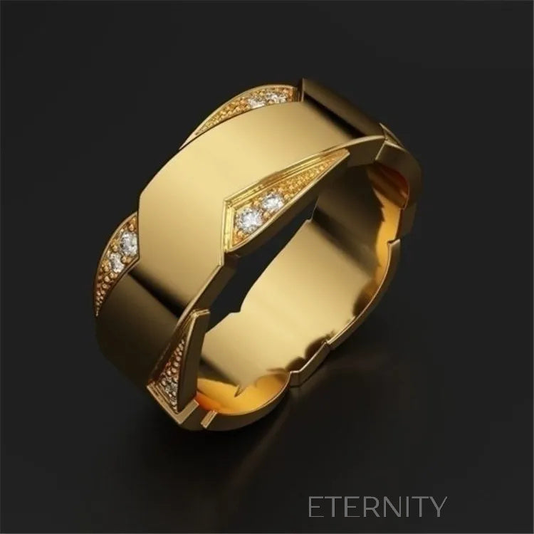 Anillo dorado geométrico con diamantes incrustados Anillos Dorado 10 Acero Inoxidable  ETERNITY
