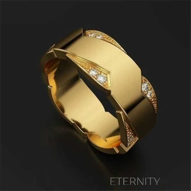 Anillo dorado geométrico con diamantes incrustados Anillos Dorado 10 Acero Inoxidable  ETERNITY