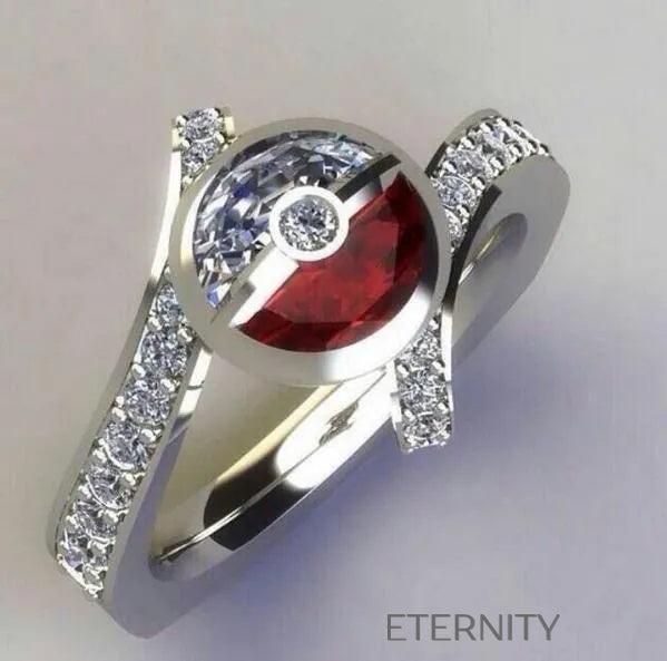 Anillo de Compromiso Gamer Love Pokéball  Anillos Plateado 7 Acero Inoxidable  ETERNITY