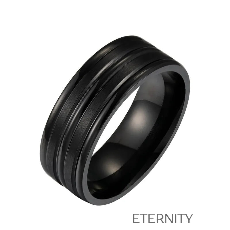 Anillo Magnum Band de Acero Quirúrgico  Anillos Negro 10 Acero Inoxidable  ETERNITY