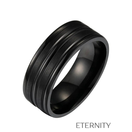 Anillo Magnum Band de Acero Quirúrgico  Anillos Negro 10 Acero Inoxidable  ETERNITY