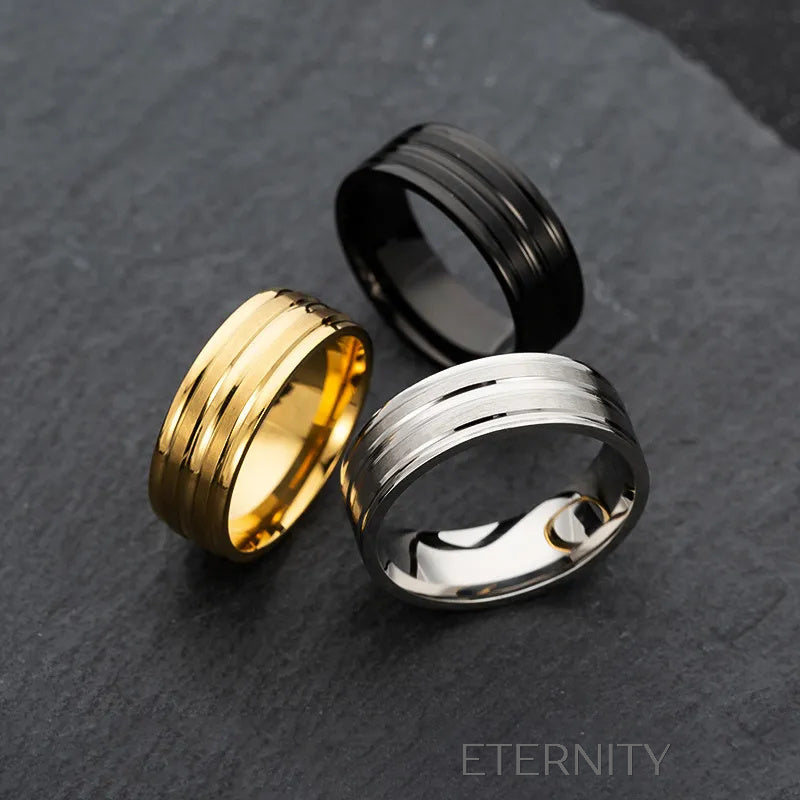 Anillo Magnum Band de Acero Quirúrgico  Anillos Negro 10 Acero Inoxidable  ETERNITY