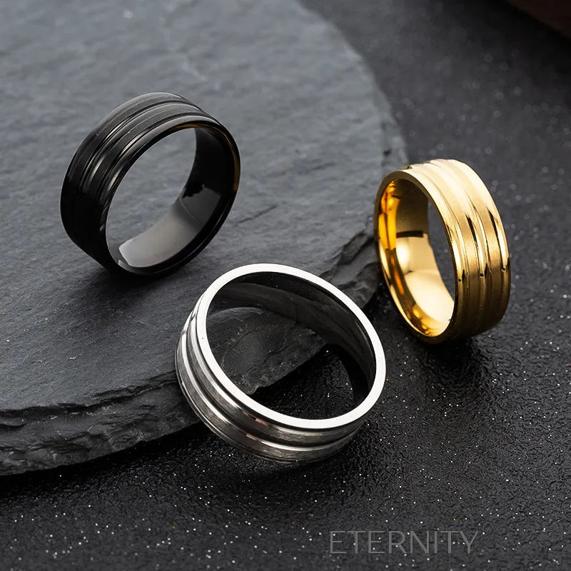 Anillo Magnum Band de Acero Quirúrgico  Anillos Negro 10 Acero Inoxidable  ETERNITY