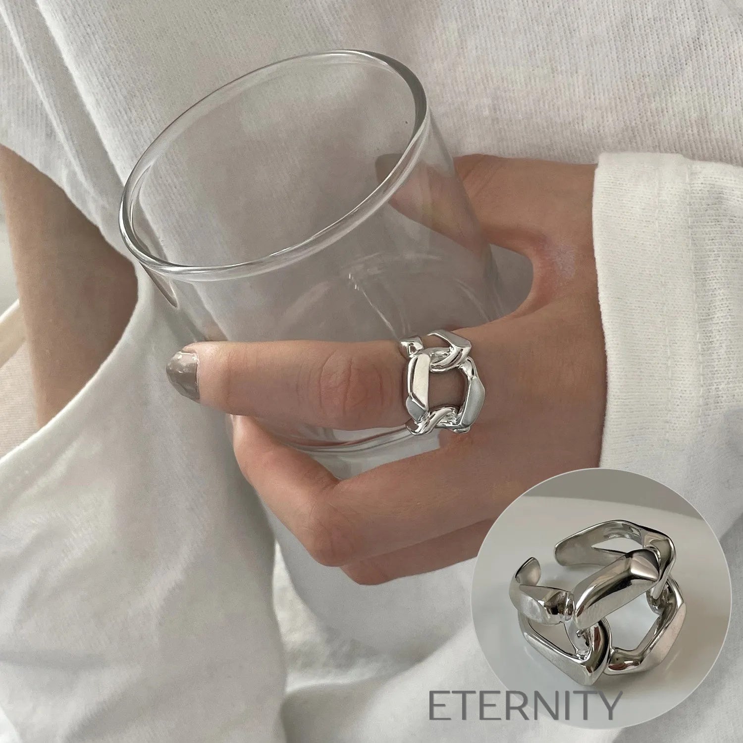 Anillos de Pareja Radiant Bands con Circones  Anillos Dorado Ajustable Acero Inoxidable  ETERNITY