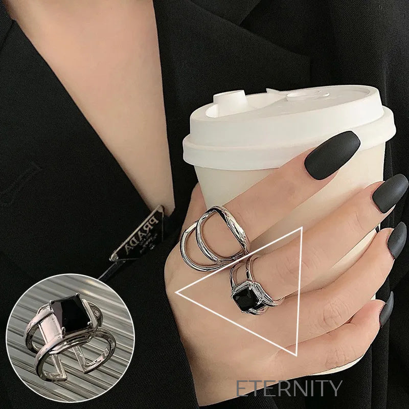 Anillos de Pareja Radiant Bands con Circones  Anillos Dorado Ajustable Acero Inoxidable  ETERNITY