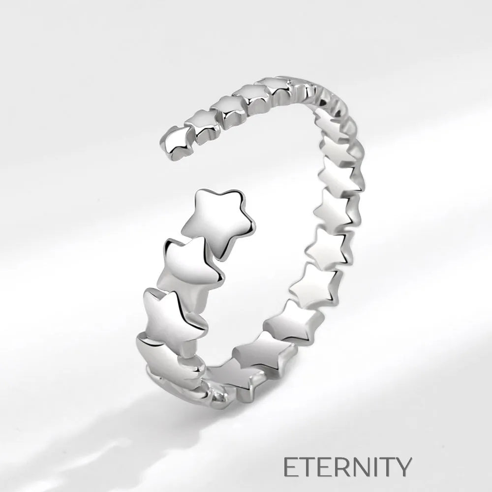 Anillo Ajustable Eternal Star Cluster de Plata con Diseño de Estrellas  Anillos Plateado Unica Acero Inoxidable  ETERNITY