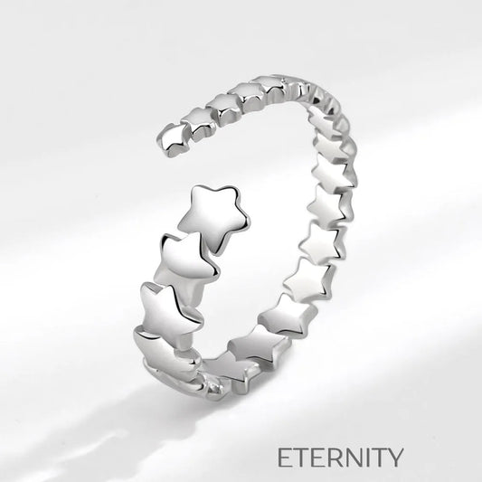 Anillo Ajustable Eternal Star Cluster de Plata con Diseño de Estrellas  Anillos Plateado Unica Acero Inoxidable  ETERNITY