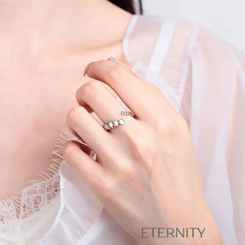 Anillo Ajustable Eternal Star Cluster de Plata con Diseño de Estrellas  Anillos Plateado Unica Acero Inoxidable  ETERNITY