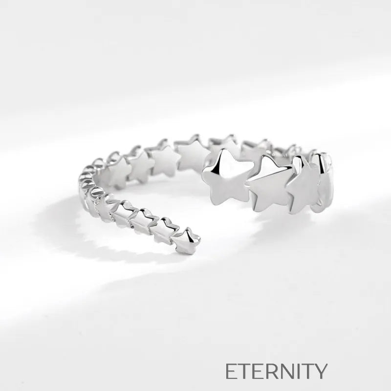 Anillo Ajustable Eternal Star Cluster de Plata con Diseño de Estrellas  Anillos Plateado Unica Acero Inoxidable  ETERNITY