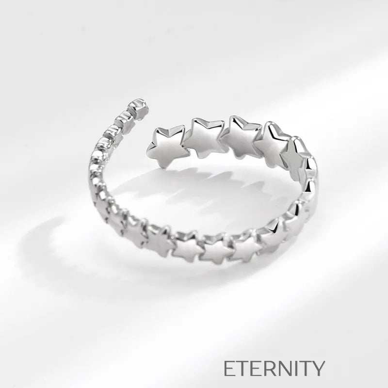 Anillo Ajustable Eternal Star Cluster de Plata con Diseño de Estrellas  Anillos Plateado Unica Acero Inoxidable  ETERNITY