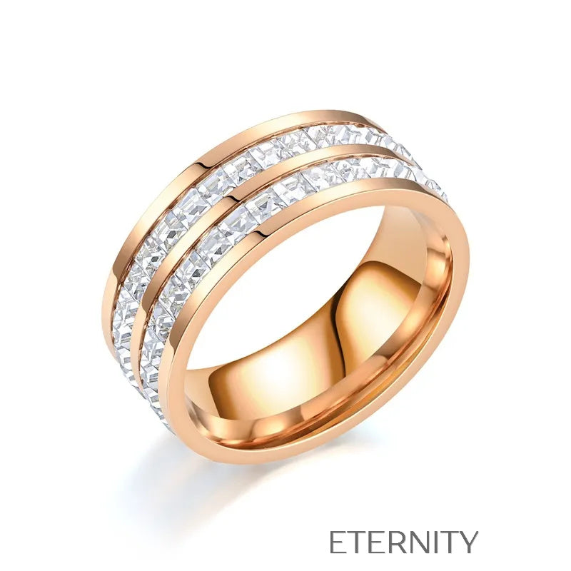 Anillos Diamond  con Cristales en Engaste de Canal  Anillos Dorado 8 Acero Inoxidable  ETERNITY