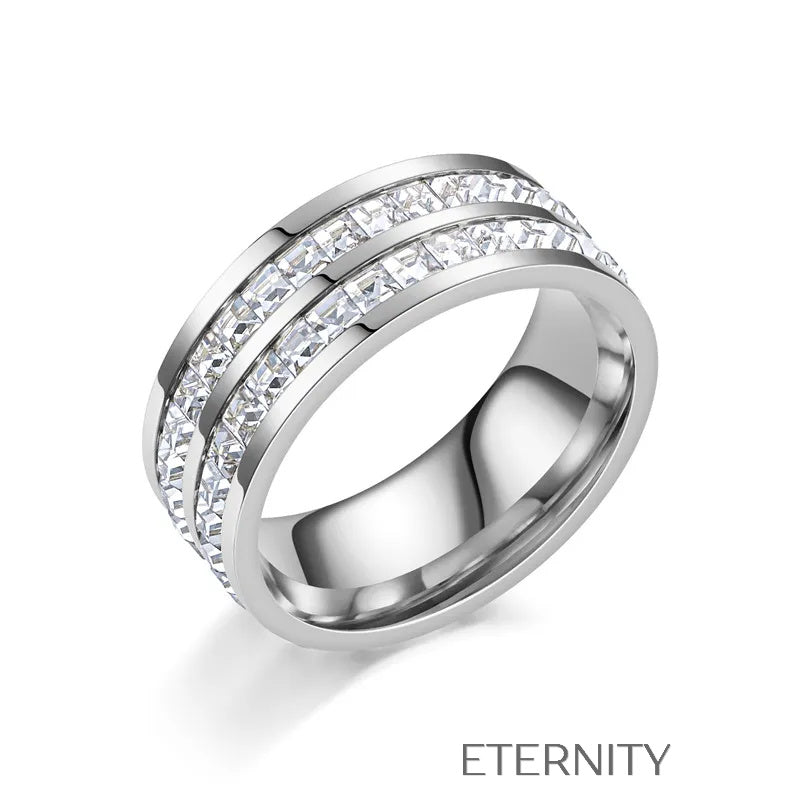 Anillos Diamond  con Cristales en Engaste de Canal  Anillos Dorado 8 Acero Inoxidable  ETERNITY
