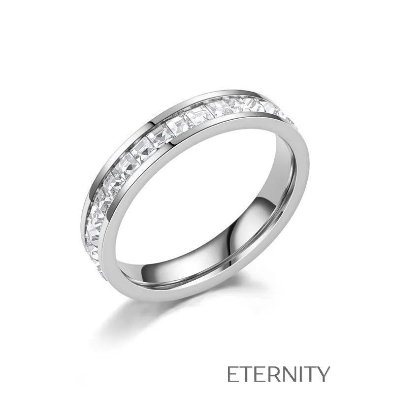 Anillos Diamond  con Cristales en Engaste de Canal  Anillos Dorado 8 Acero Inoxidable  ETERNITY