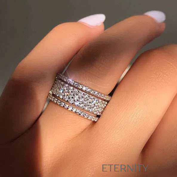 Anillo Diamond  Multi Banda de Cristales  Anillos Plateado 10 Acero Inoxidable  ETERNITY
