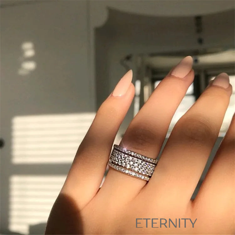 Anillo Diamond  Multi Banda de Cristales  Anillos Plateado 10 Acero Inoxidable  ETERNITY