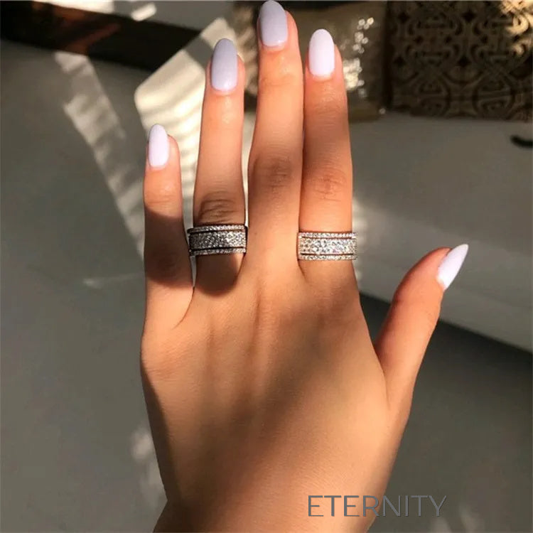 Anillo Diamond  Multi Banda de Cristales  Anillos Plateado 10 Acero Inoxidable  ETERNITY