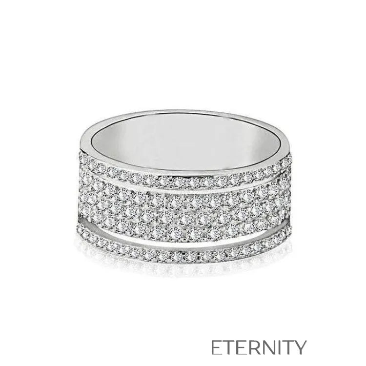 Anillo Diamond  Multi Banda de Cristales  Anillos Plateado 10 Acero Inoxidable  ETERNITY