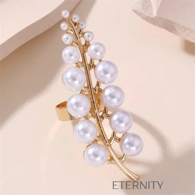 Anillos dorados con perlas y diseños naturales Anillos Dorado Unica Acero Inoxidable  ETERNITY