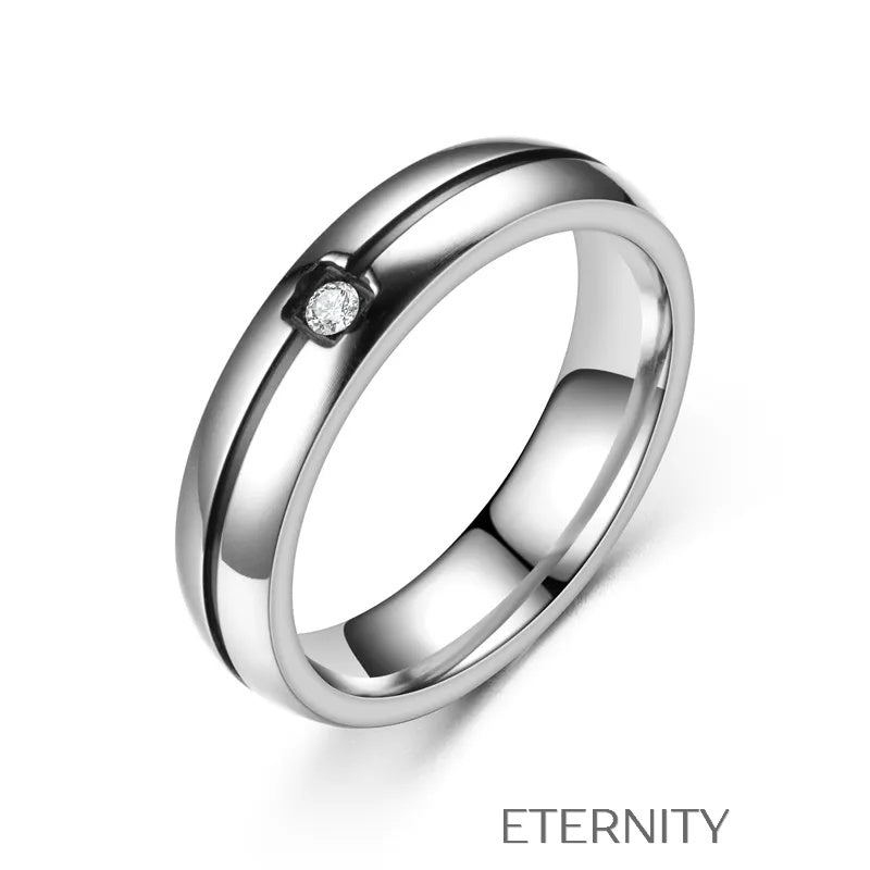 Anillos Radiant Bands para Pareja en Acero y Circones  Anillos Plateado 7 Acero Inoxidable  ETERNITY