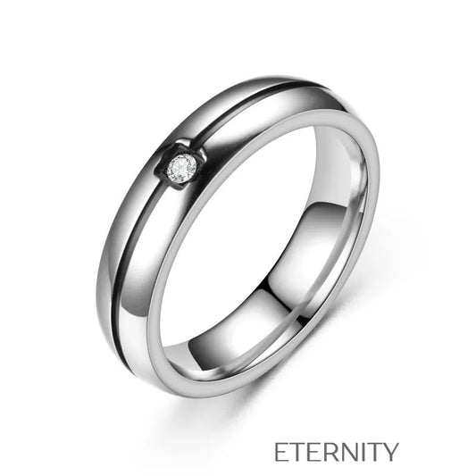 Anillos Radiant Bands para Pareja en Acero y Circones  Anillos Plateado 7 Acero Inoxidable  ETERNITY