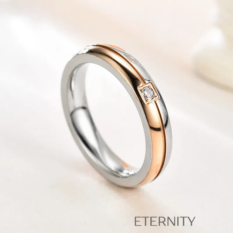 Anillos Radiant Bands para Pareja en Acero y Circones  Anillos Plateado 7 Acero Inoxidable  ETERNITY