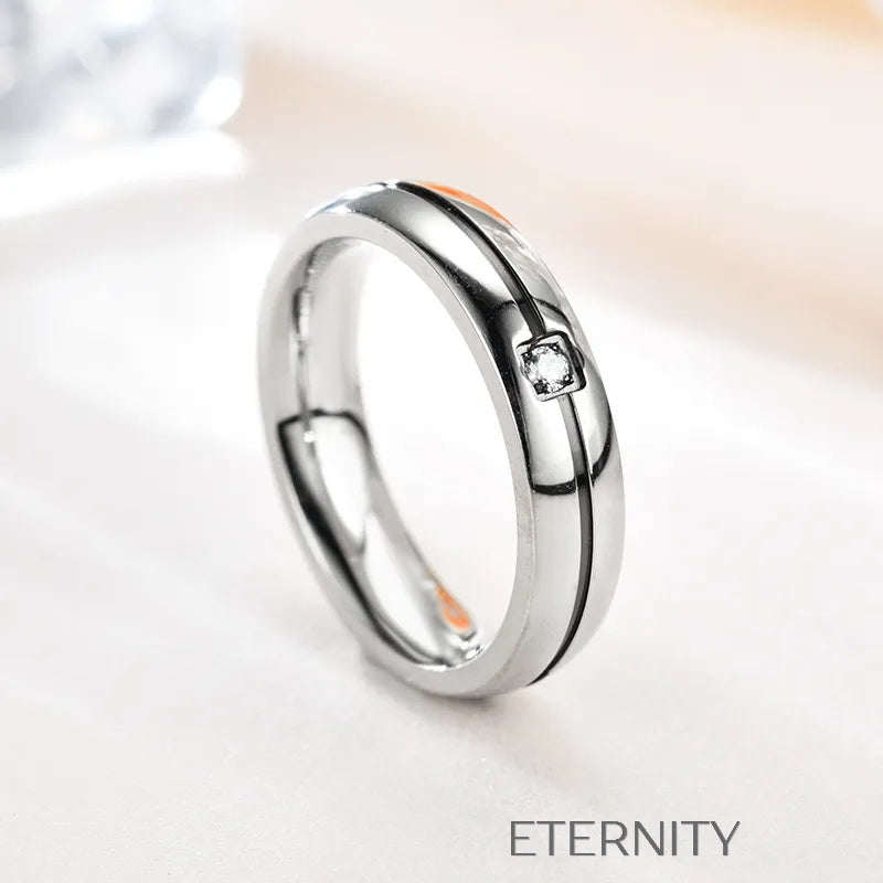 Anillos Radiant Bands para Pareja en Acero y Circones  Anillos Plateado 7 Acero Inoxidable  ETERNITY