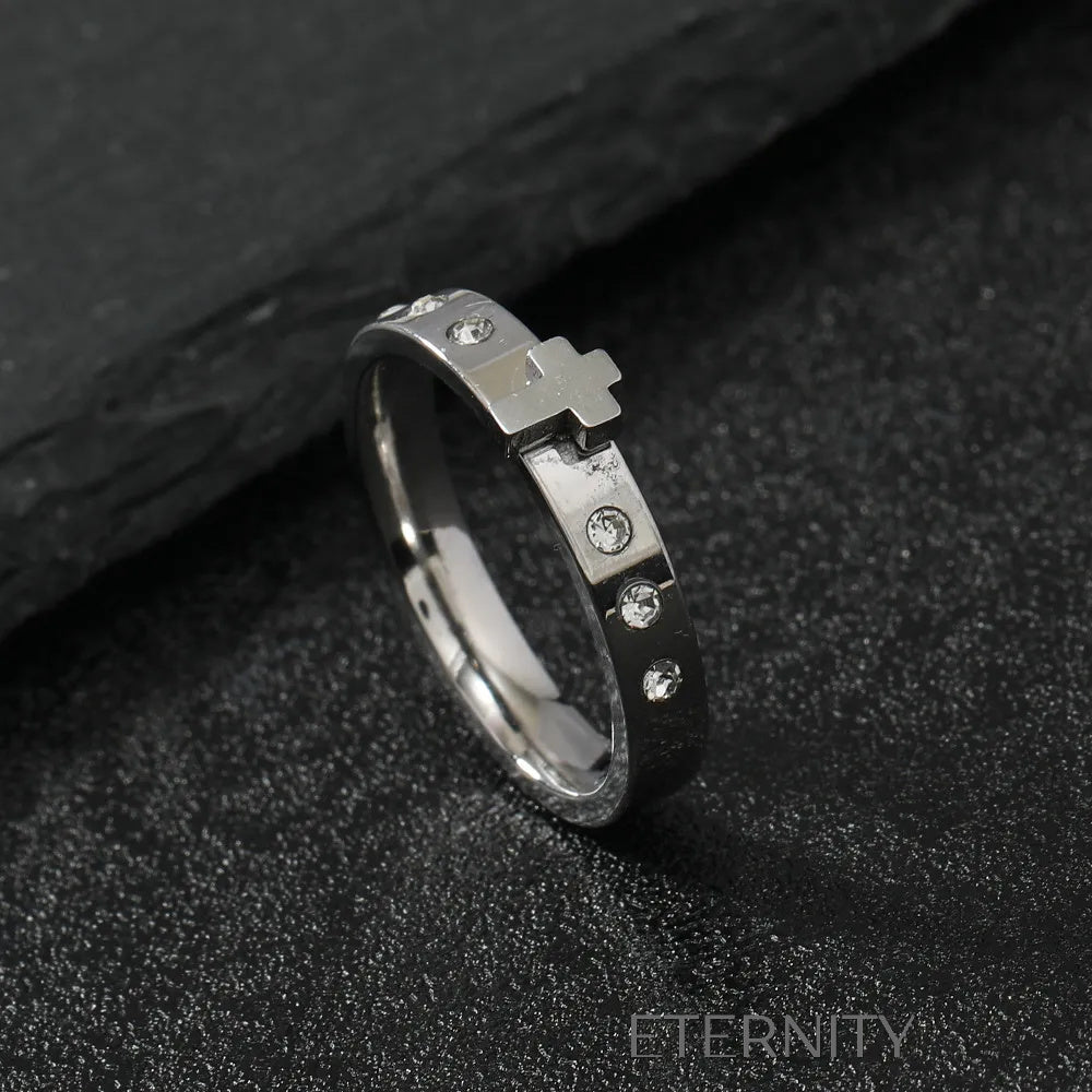 Anillo Cruz Circones  Anillos Dorado 6 Acero Inoxidable  ETERNITY