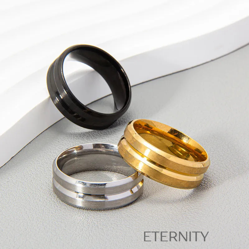 Anillo Minimalista Carril  Anillos Negro 10 Acero Inoxidable  ETERNITY
