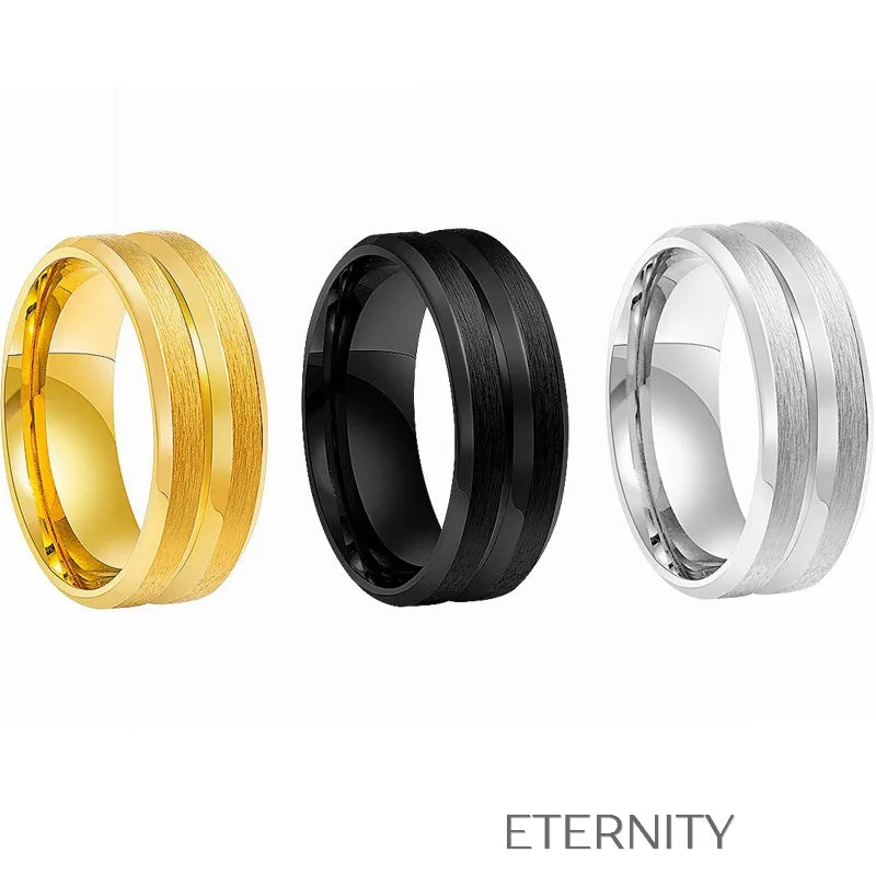 Anillo Minimalista Carril  Anillos Negro 10 Acero Inoxidable  ETERNITY