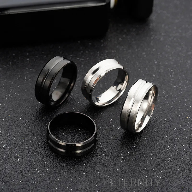 Anillo Minimalista Carril  Anillos Negro 10 Acero Inoxidable  ETERNITY