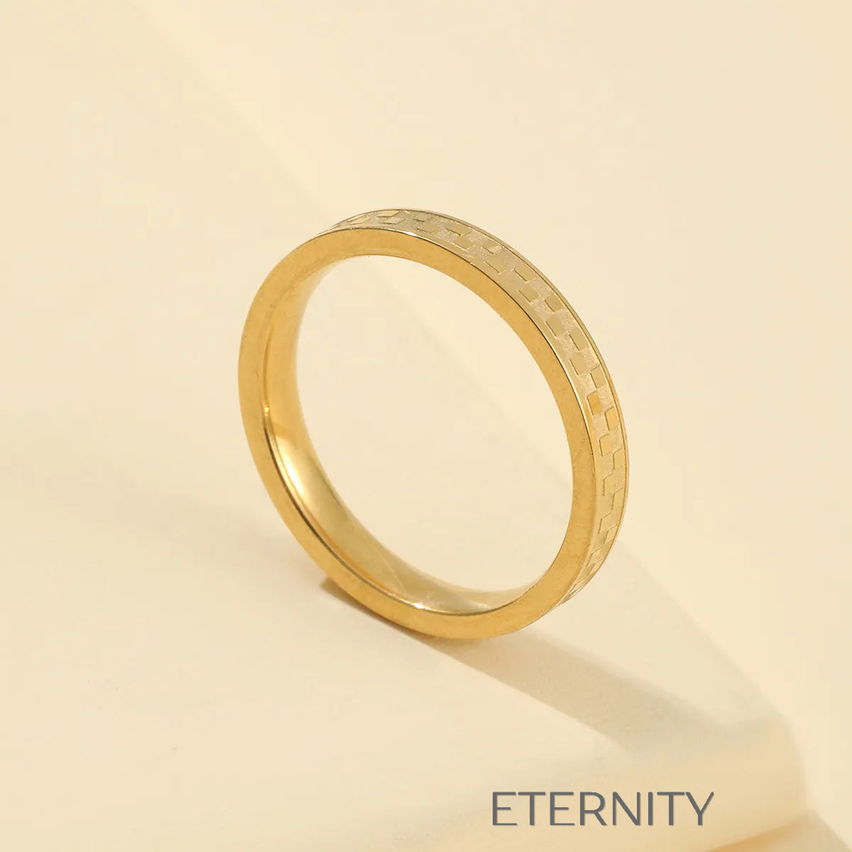 Anillo  Band con Textura de Cuadrícula en Oro y Plata  Anillos Dorado 10 Acero Inoxidable  ETERNITY