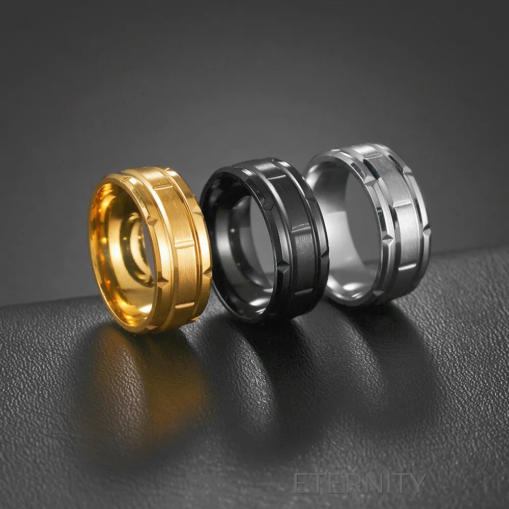 Anillo Industrial Gear con Diseño Geométrico y Acabado Mate  Anillos Negro 10 Acero Inoxidable  ETERNITY