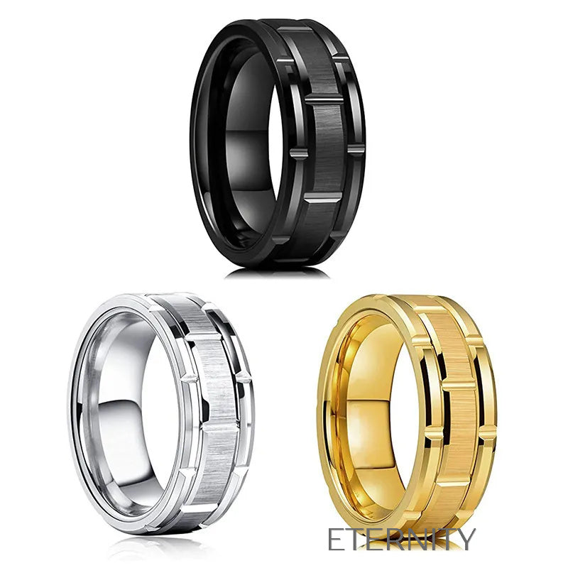 Anillo Industrial Gear con Diseño Geométrico y Acabado Mate  Anillos Negro 10 Acero Inoxidable  ETERNITY