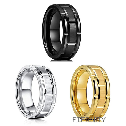 Anillo Industrial Gear con Diseño Geométrico y Acabado Mate  Anillos Negro 10 Acero Inoxidable  ETERNITY