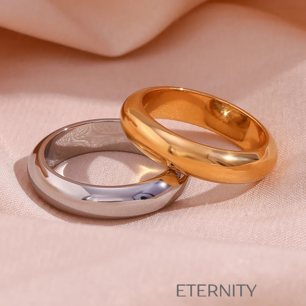 Anillos dorado y plateado clásicos de acabado pulido Anillos Dorado 7 Acero Inoxidable  ETERNITY