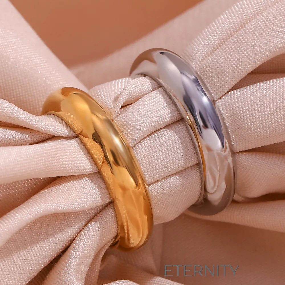 Anillos dorado y plateado clásicos de acabado pulido Anillos Dorado 7 Acero Inoxidable  ETERNITY