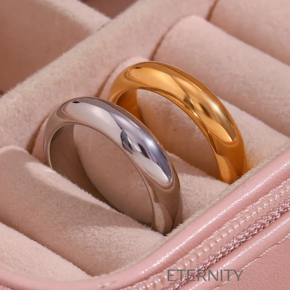 Anillos dorado y plateado clásicos de acabado pulido Anillos Dorado 7 Acero Inoxidable  ETERNITY