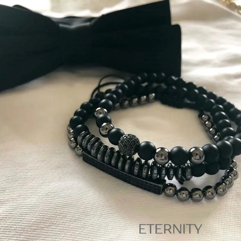 Brazaletes Onyx Knight para Caballero  Brazaletes Negro Unica Acero Inoxidable  ETERNITY