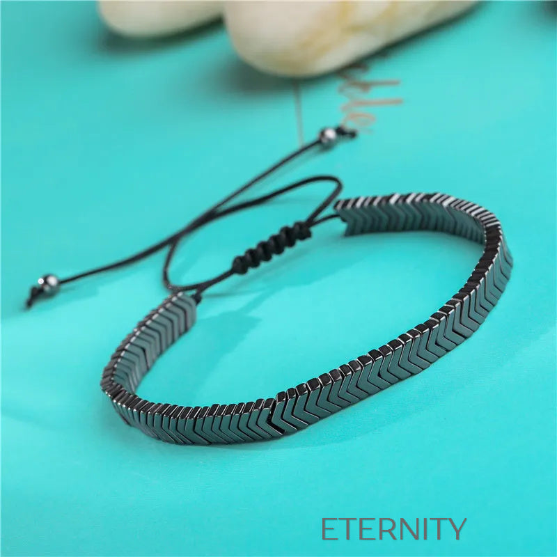 Set de Brazaletes Hematite Geometric  Brazaletes Negro Unica Acero Inoxidable  ETERNITY