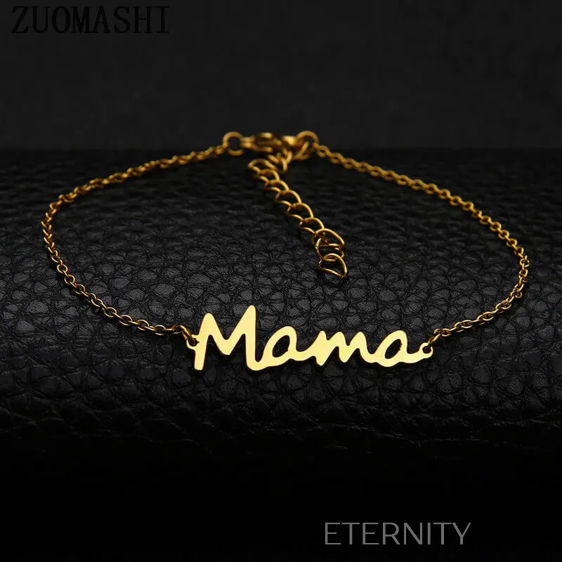 Brazalete dorado con dije Mama delicado y elegante Brazaletes Dorado Unica Acero Inoxidable  ETERNITY