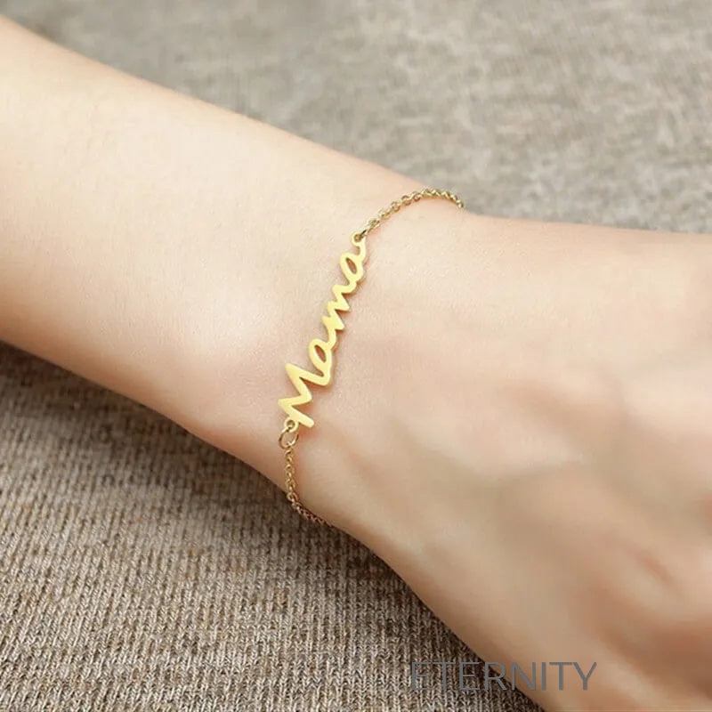Brazalete dorado con dije Mama delicado y elegante Brazaletes Dorado Unica Acero Inoxidable  ETERNITY
