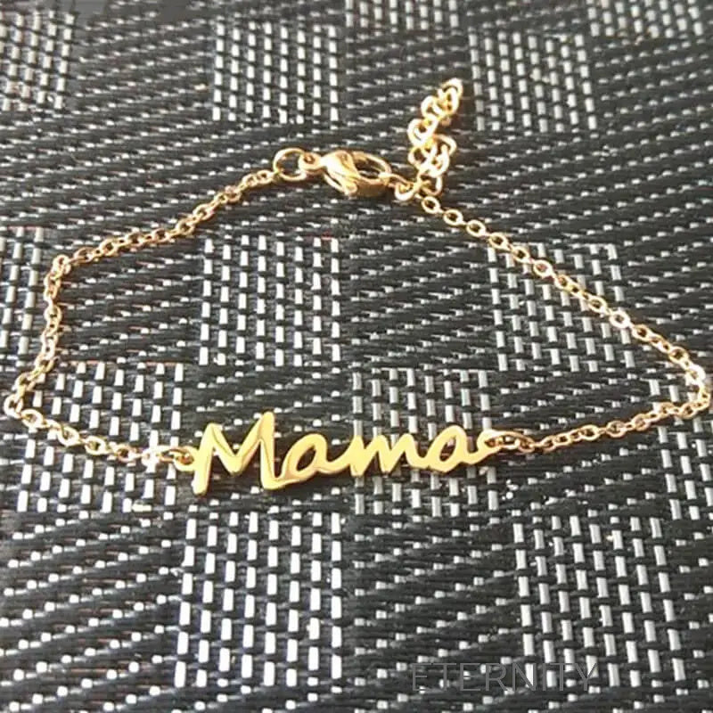 Brazalete dorado con dije Mama delicado y elegante Brazaletes Dorado Unica Acero Inoxidable  ETERNITY