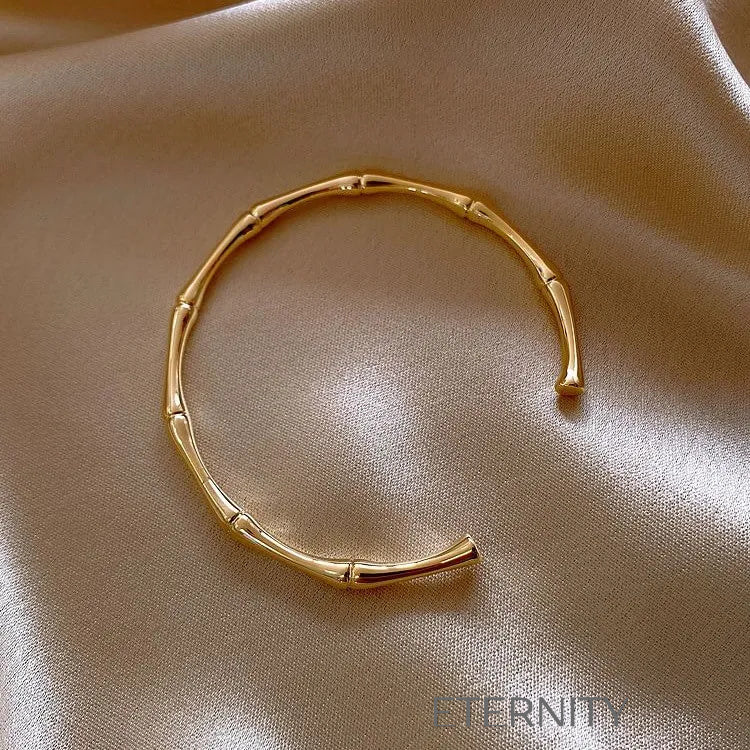 Brazalete Abierto Bamboo Path Orgánico  Brazaletes Dorado Unica Acero Inoxidable  ETERNITY