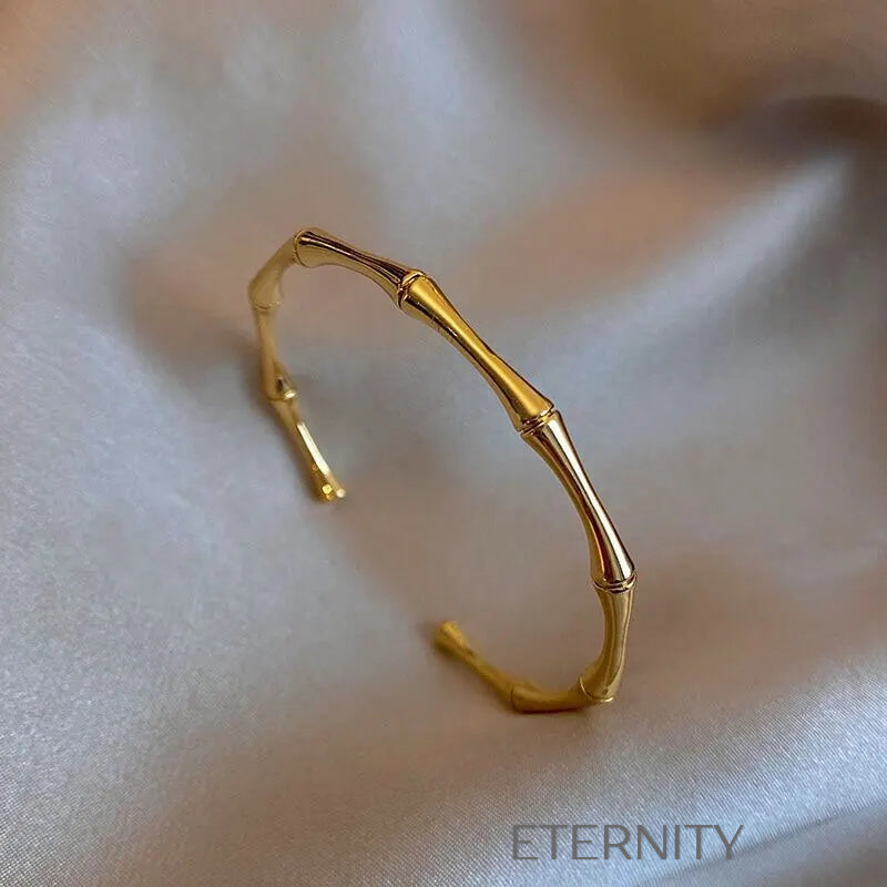 Brazalete Abierto Bamboo Path Orgánico  Brazaletes Dorado Unica Acero Inoxidable  ETERNITY