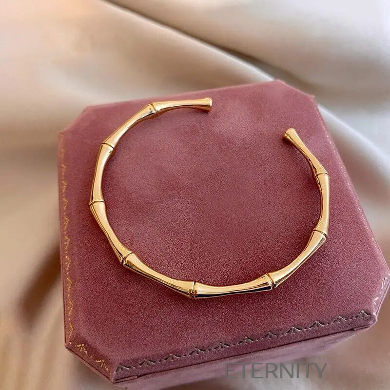 Brazalete Abierto Bamboo Path Orgánico  Brazaletes Dorado Unica Acero Inoxidable  ETERNITY
