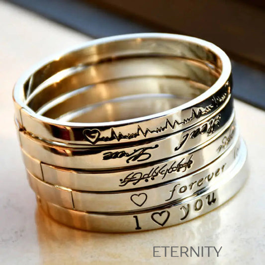 Brazalete metálico grabado con mensajes de amor Brazaletes Plateado Unica Acero Inoxidable  ETERNITY