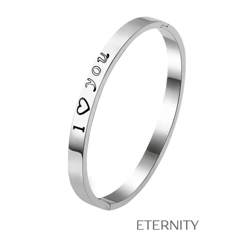 Brazalete metálico grabado con mensajes de amor Brazaletes Plateado Unica Acero Inoxidable  ETERNITY