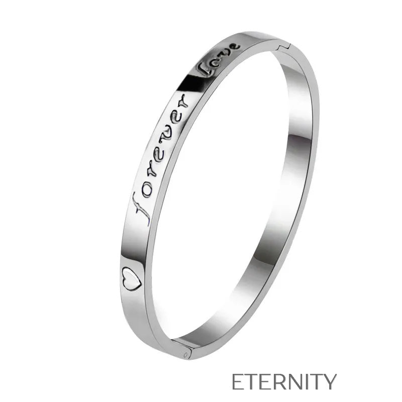 Brazalete metálico grabado con mensajes de amor Brazaletes Plateado Unica Acero Inoxidable  ETERNITY