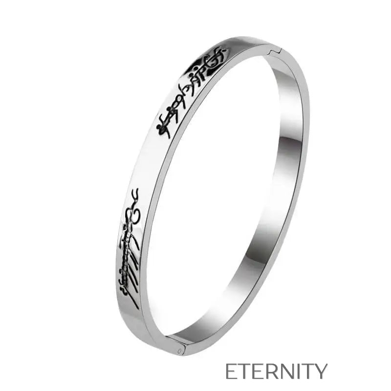 Brazalete metálico grabado con mensajes de amor Brazaletes Plateado Unica Acero Inoxidable  ETERNITY