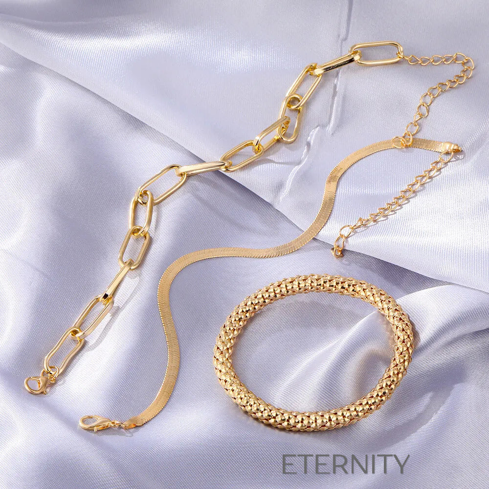 Set de Brazaletes Golden Trio en Acero  Brazaletes Dorado Unica Acero Inoxidable  ETERNITY